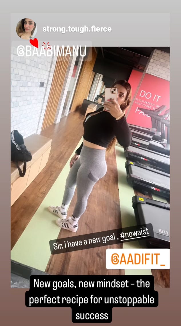 Instagram Story from client strong.tough.fierce with a new fitness goal, tagging Coach Aditya
